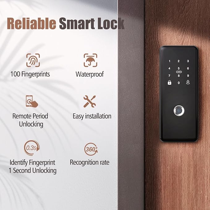 Door Locks with Keypads, Electronic Digital Deadbolt Smart Lock for Front Door,Fingerprint/APP/Password/Card/Key Five in One WiFi Lock for Home Hotel Apartment