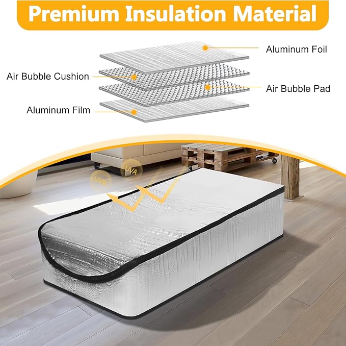 Attic Door Insulation Cover for Pull Down Ladder 54"L x 25"W x 11"H, Attic Stairway Insulator Tent Thicken Foil Bubble Fireproof with Installation Tools Set, for Ceiling Access Stair Loft Hatch