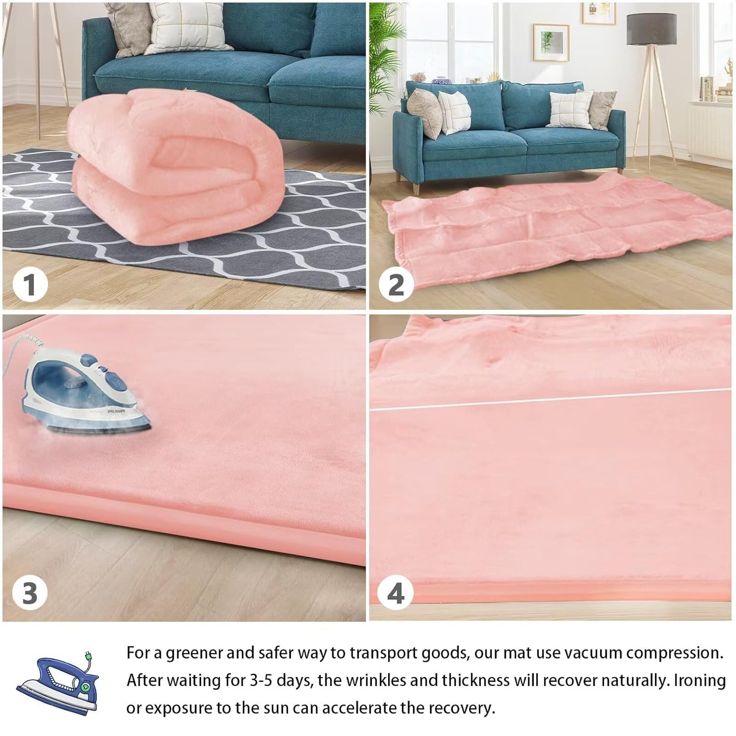 Baby Play Mat for Floor Tummy Time Mat Nursery Rug Muscle Mat Area Rug Playroom Rug Tatami Mat 13'1"x6'7" Memory Foam 1.3" Thick Crawling Mat for Babies,Toddlers, Infants, Kids,Floor Mat(Pink)