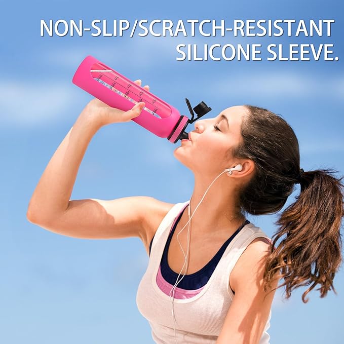 Glass Shaker Bottle,34oz BPA-Free Blender Shaker Bottle With Ball and Cleaning Brush for Protein Mixes Fitness