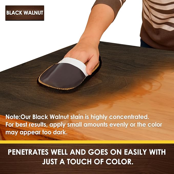 DWIL Water Based Wood Stain - Multiple Finishes, Fast Drying, Indoor and Outdoor Furniture, Wood Paneling, Cabinets and More, Low Odor ＆ Non-Toxic (8.5oz Black Walnut)-with Tools