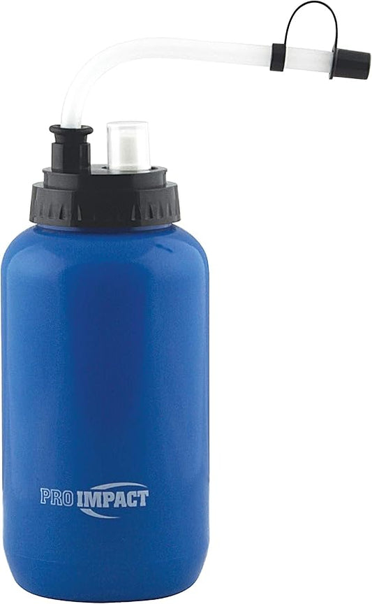 Pro Impact Squeezable Water Bottle Bendable Long Straw Spray cap - LDPE BPA Free Plastic - Hydration Baseball Hockey Gym MMA Yoga Boxing Cycling Softball Football Lacrosse (35.5 Oz.) (Blue)