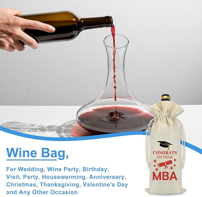 Graduation Gift for MBA Wine Bag MBA Degree Graduation Gift Graduation Party Decorative Wine Bags Graduation Gift for Master of Business Administration Degree Students Friend Wine Bottle Bag Cover