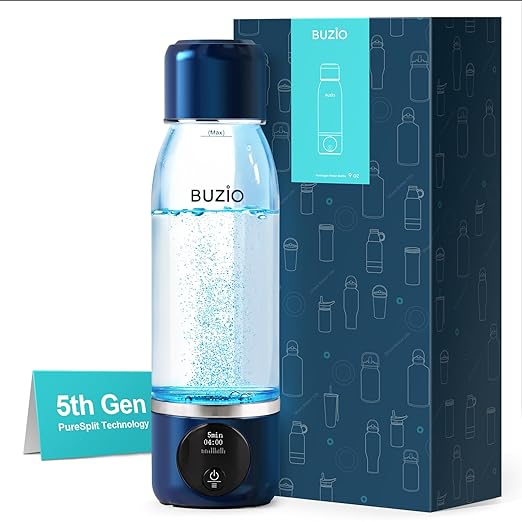 Hydrogen Water Bottle, BUZIO Hydrogen Water Bottle Generator Machine with Gen5 Technology Real 3000ppb Pure Hydrogen Concentration Alkaline Water bottle for Fitness, with Dupont Membrane, OLED Display