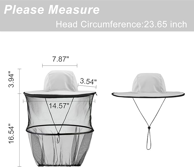 Head Net with Removable Mesh Hidden Netting, Design for Outdoor Fishing Gardening