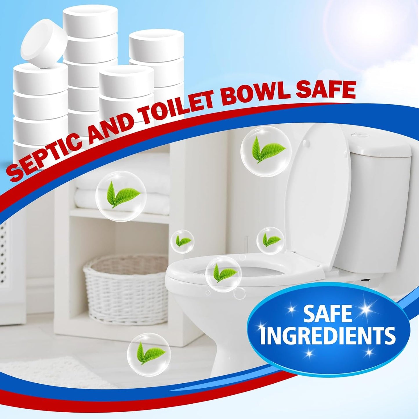 USKICH Toilet Bowl Cleaner 40 PACK, Household Automatic Toilet Bowl Cleaners with Bleach, Bathroom Toilet Tank Cleaners Tablets with Sustained-Release Technology for Deodorizing & Descaling