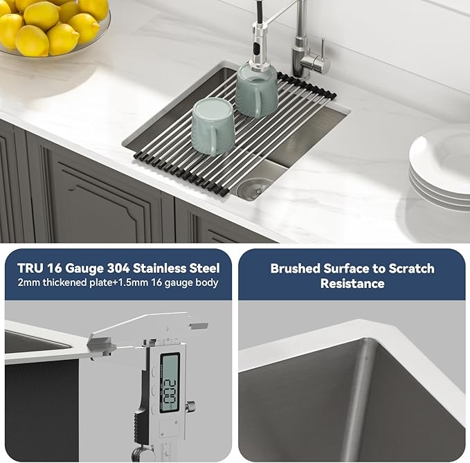 Lordear 17 Undermount Bar Sink 17x19 Inch Small Kitchen Sinks Single Bowl 16 Gauge Stainless Steel Wet Bar Prep RV Camper Mobile Home Handmade Bar Sink Basin