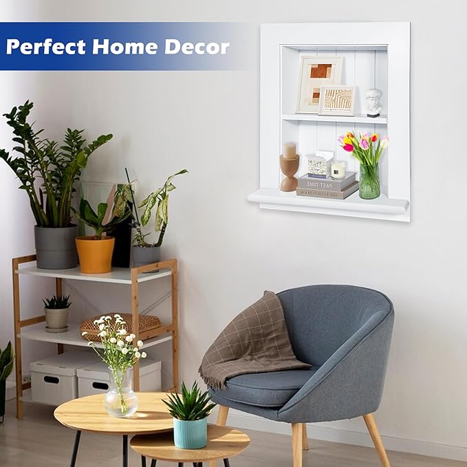 Royxen Bathroom Wall Cabinet with 2-Tier Shelves,Wooden Recessed Medicine Cabinet Over Toilet Storage Cabinet,Bathroom Cabinet Wall Mount for Home Storage, 14 x 18 Inch, White