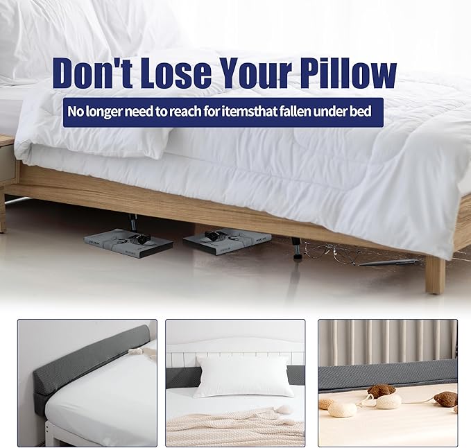 HOMBYS Wedge Pillow Headboard for Bed Gap,Foldable Bed Wedge Gap Filler Full Size,Matterss Gap Filler,Multi Functional Bed Crack Pillow, Fill The Gap (0-7") Between Your Headboard and Mattress,Grey