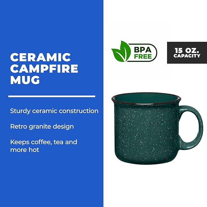 Set of 16 Ceramic Campfire Mugs – 15 Oz, Yellow – Coffee & Tea Cups for Home, Work, Travel, Camping – Customizable, Great for DIY, Events, Companies