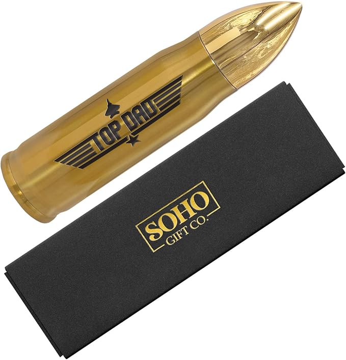 Cool Water Bottle Fathers Day Gift for Dad "Top Dad" - Insulated Stainless Steel 17oz Travel Bottle Hot/Cold with Locking Lid for Christmas and Birthday (Boxed)