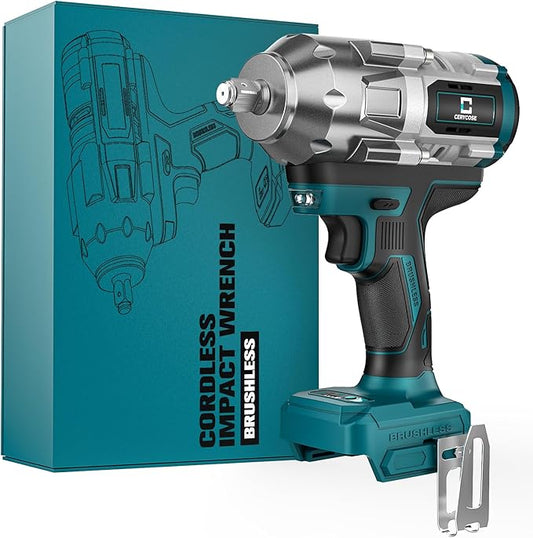 Cordless Impact Wrench 1/2 inch for Makita Battery, 900FT-LBS (1200N.m) Brushless Electric Impact Gun Includes LED Work Light, Bare Tool Only (950Ft-lbs Wrench Bare Tool)