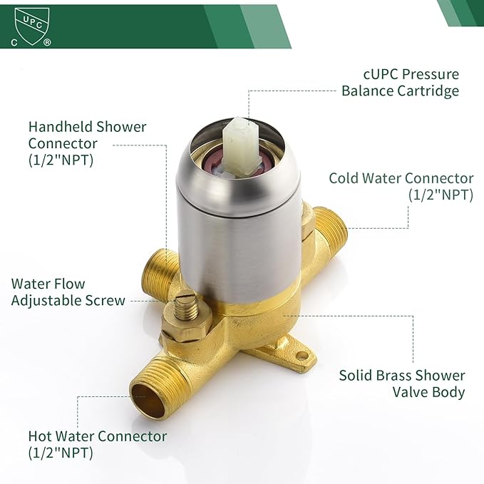 Shower Faucet Set with 7 Functions Handheld Shower Head Filter Shower Combo Set Shower System Shower Trim Kit Brushed Nickel