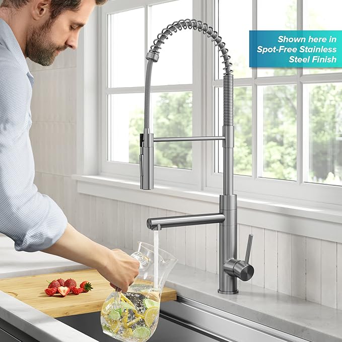 KRAUS Artec Pro Commercial Style Pull-Down Single Handle Kitchen Faucet with Pot Filler in Matte Black, KPF-1604MB