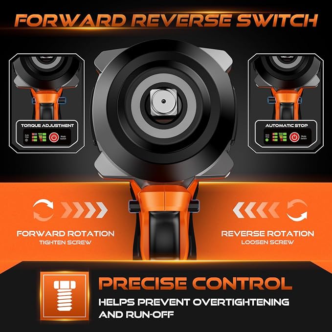 Brushless Cordless Impact Wrench, 1/2 Inch Driver, [REAL] 650Ft-lbs (900N.m), 21V MAX, Impact Gun with 2×4.0Ah Battery, Power Electric Wrench for Car Truck Tire/House/Mower