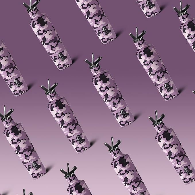 BrüMate ReHydration - 100% Leakproof 25oz Insulated Water Bottle with Straw - Stainless Steel Water Canteen (Mauve Camo)