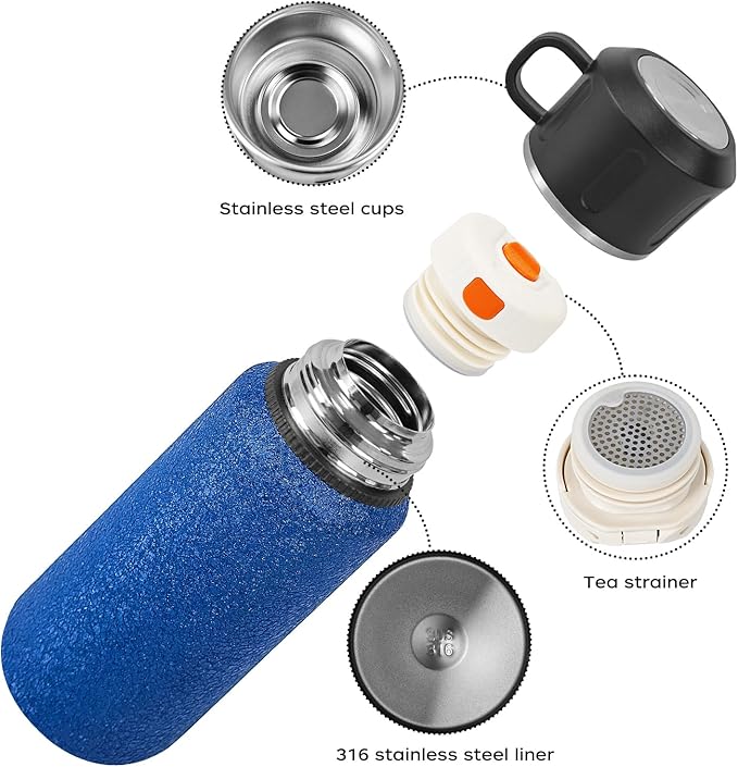 Insulated Stainless Steel Water Bottle, 27oz/800ml Sports Water bottles with Double Walled and Vacuum Insulated Metal for Travel, School, and Gym (Blue)