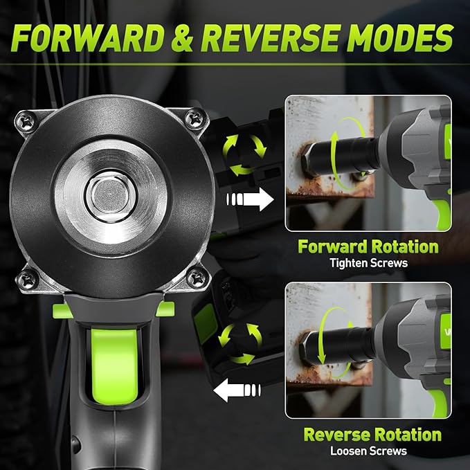 1/2 Impact Gun, 1200Nm (885Ft-lbs) High Torque Brushless, Cordless Impact Wrench with 20V 4Ah Battery, 3-Speed, 4 Cr-V Sockets, LED Light, Variable Speeds, Electric Wrench for Car Tire, Mower Lug Nut