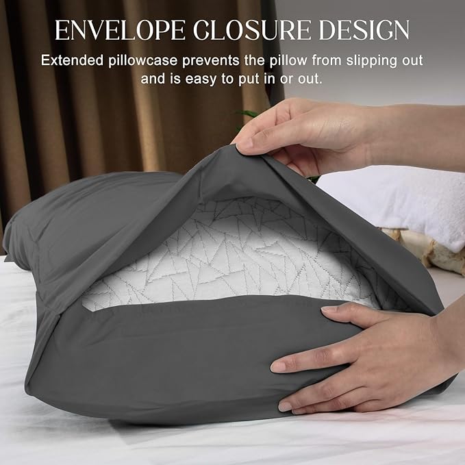 Soft Body Pillow Covers Pillowcases 60 x 21 Inch, WINKAURA Extra Large Pillow Cover for Bed Fits 54x20 Pillow, Envelope Closure, Stylish Wrinkle and Stain Resistant,Gray