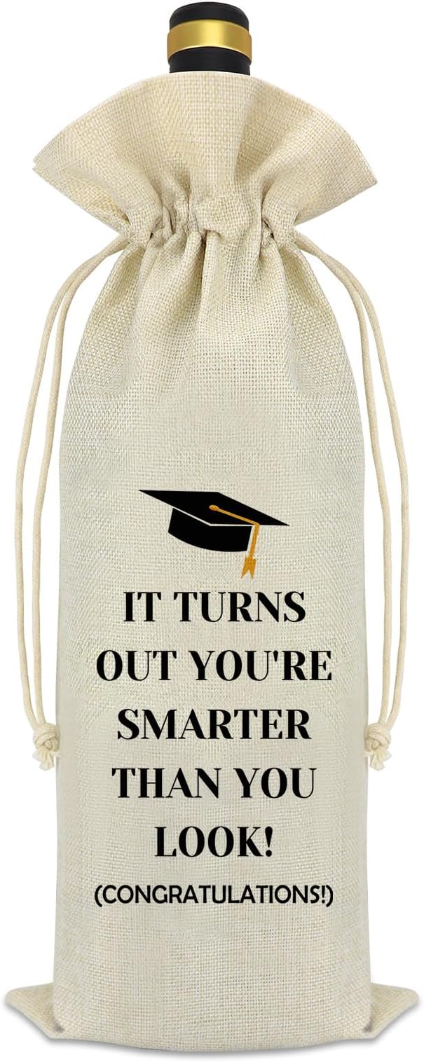 Funny Graduation Gifts for Her Him Wine Bag 2024 Graduation Gift for Senior Students Nurse Masters Degree High School Student Graduate Souvenir Graduation Congratulations Gift Reusable Wine Bottle Bag