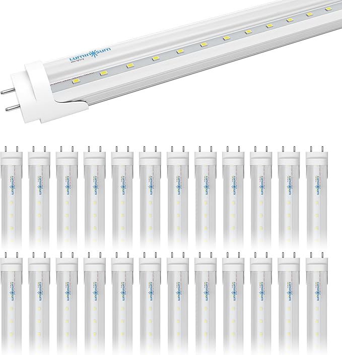 T8 LED Tube Light Bulbs 4 Foot 20W 40W Equivalent, 4000K Natural White 2000LM, T8 T10 T12 Fluorescent Replacement, Dual-end Powered Ballast Bypass, Clear Cover ETL Listed for Garage 25-Pack