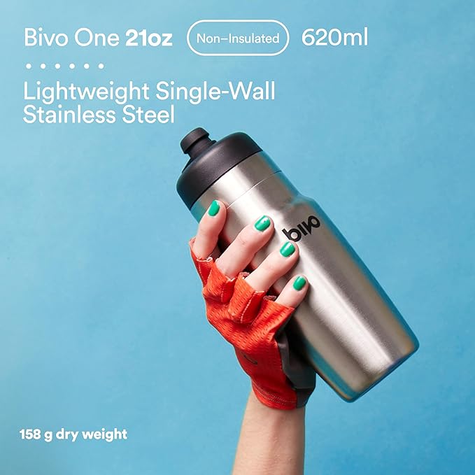 One 21oz Non Insulated Stainless Steel Bike Water Bottle - Lightweight for Cycling, Travel, Kids - No Plastic Taste, Fits Most Cages, Dishwasher Safe - (Raw)