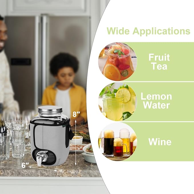 Beautyflier Sleeve for 1 Gallon Drink Dispenser with Spigot, Insulators Sleeve for 1 Gallon Water, Laundry Detergent or Beverage Dispenser for BBQ, Picnic, Pool Party and Social Events, Sleeve Only