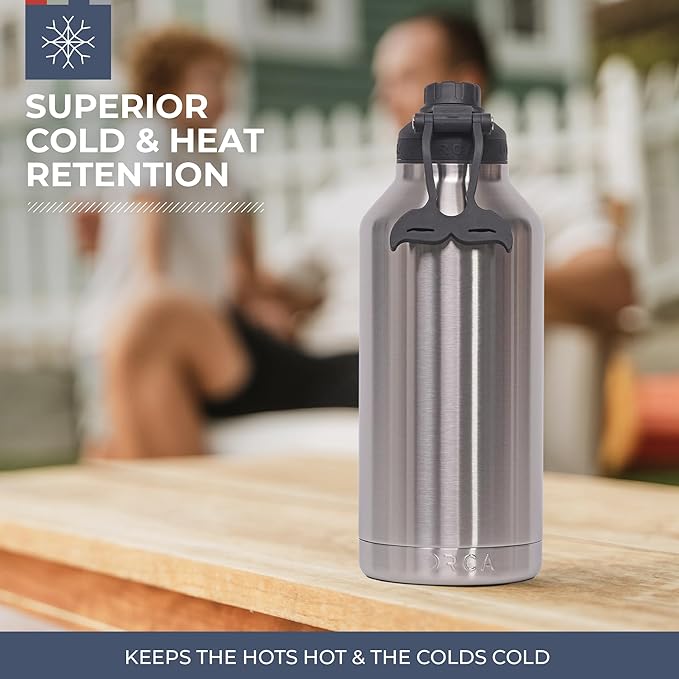 ORCA Hydra 66oz | Insulated, Stainless Steel Water Bottle with Powder Coat Finish & Silicone Grip Whale Tale Handle, Dishwasher Safe Sports Bottle — Navy