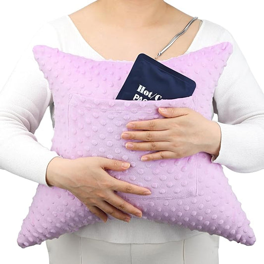 Heart Surgery Pillow Cough Recovery Pillows with 2 Pockets for Open Heart Surgery Bypass Mastectomy Breast Cancer Lumpectomy Chemo Port Pacemaker Broken Ribs Must Have Gifts Minky Dot Lavender