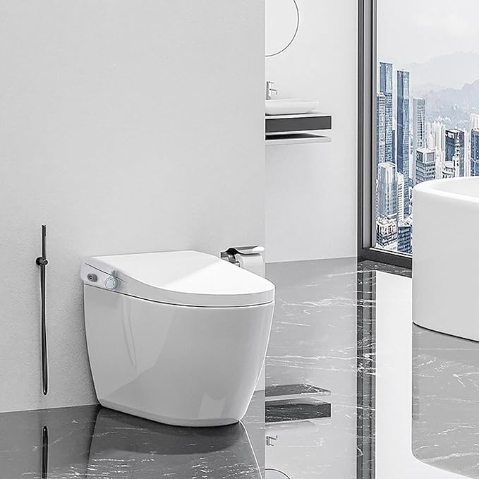 Elongated Electronic Bidet Toilet Seat with Wireless Remote Control,Heated Toilet Seats, Warm Air Dryer,Temperature Controlled Wash and Soft-close Functions (TE001-116)