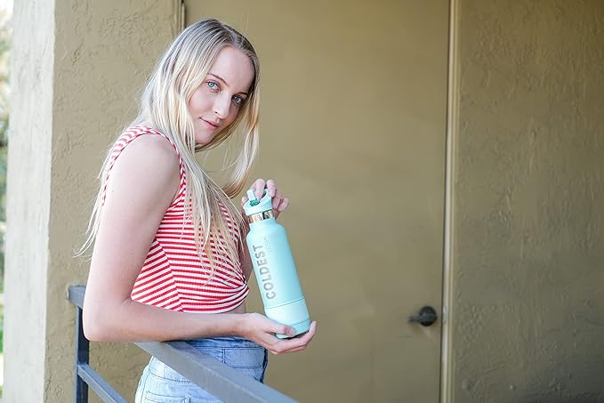 Coldest Sports Water Bottle with Straw Lid Vacuum Insulated Stainless Steel Metal Thermos Bottles Reusable Leak Proof Flask for Sports Gym (24 oz, Cosmic Ice Glitter)