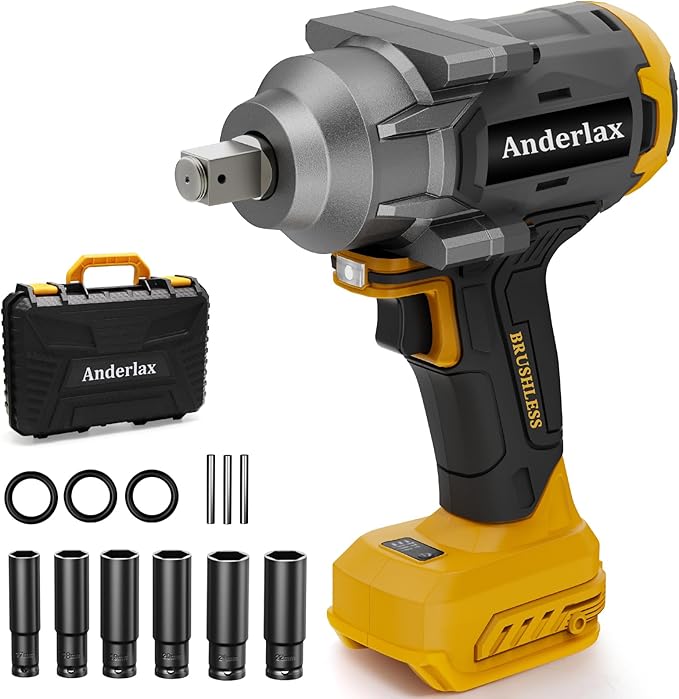 1200N.m Cordless Impact Wrench 1/2 inch for Dewalt Battery, 900FT-LBS Impact Drill with LED Work Light, 2400RPM High Torque Impact Driver (Tool Only)