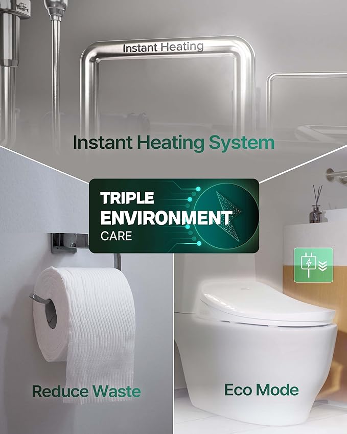 Coway Electronic Bidet Elongated Toilet Seat with Instantaneous Water Heating, Heated Seat and Dryer, Soft Close Lid, Stainless Nozzle, Self Cleaning, Remote Control 400S