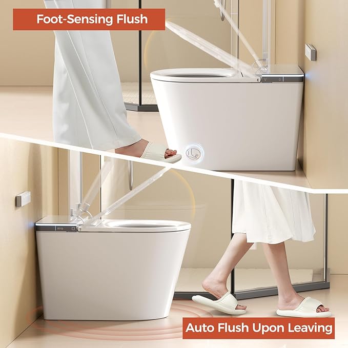 Smart Toilet with Bidet Built in, Japanese Bidet Toilet, for Bathroom, Modern Elongated Toilet with Heated Toilet Seat, Bidet Warm Water, Dryer, Auto Open/Close Lid, Automatic Toilet Flushing