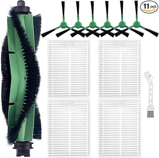 11 Pack Replacement Parts Accessories Compatible with iRobot Roomba Essential Series Y0140, Q0520, Q0120, Q011, Y0110, Robot Vacuum Cleaner, 1 Roller Brush, 4 Hepa Filters, 6 Side Brushes