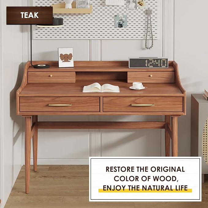 DWIL Water Based Wood Stain - Multiple Finishes, Fast Drying, Indoor and Outdoor Furniture, Wood Paneling, Cabinets and More, Low Odor ＆ Non-Toxic (8.5oz Teak)-with Tools