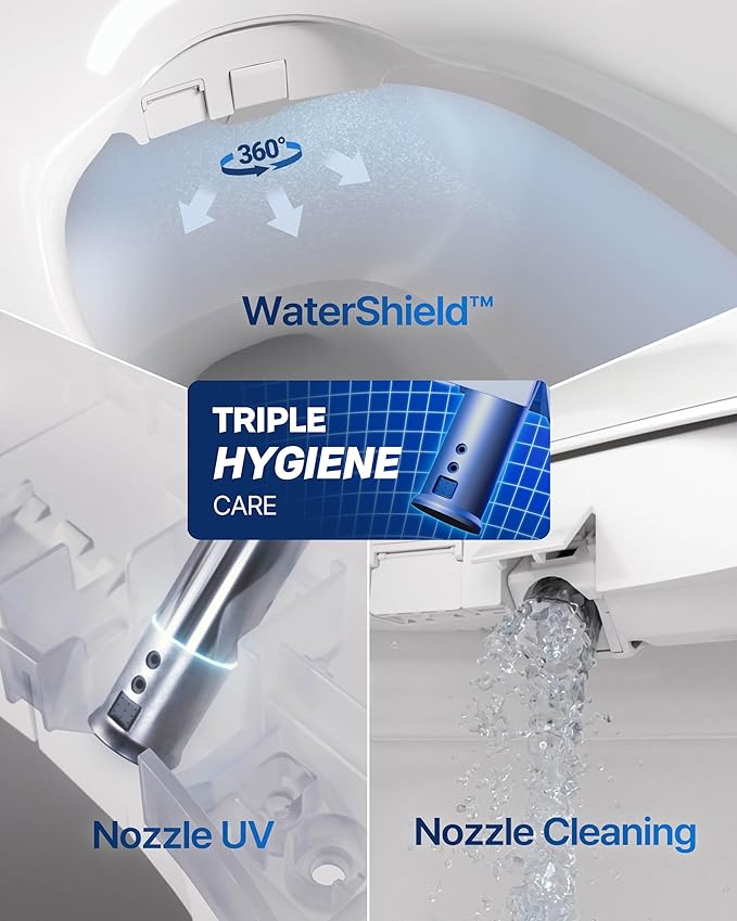 Coway Electronic Bidet Elongated Toilet Seat with Instantaneous Water Heating, Heated Seat and Dryer, Auto Open and Close Lid, Night Light, Deodorizer, Stainless Nozzle, Remote Control 500S