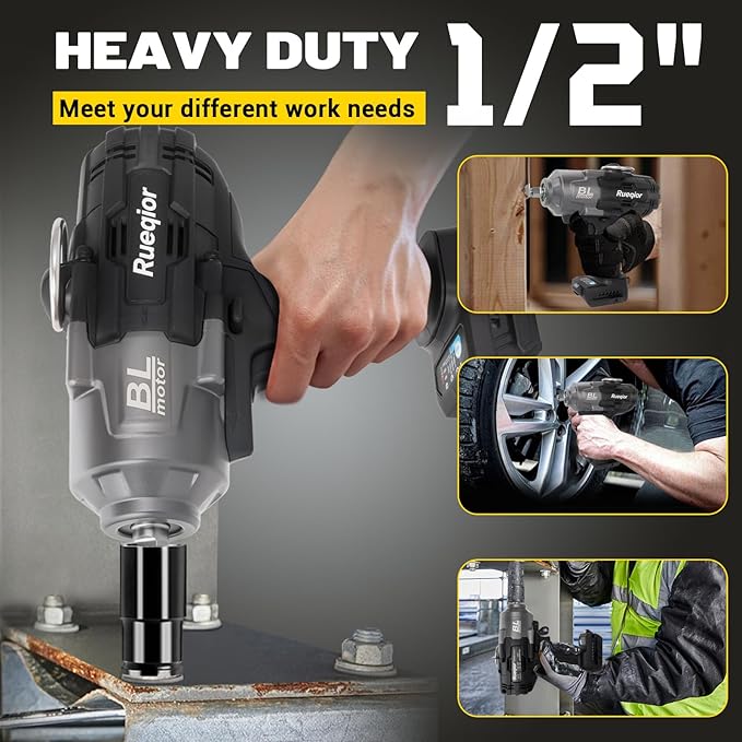 Cordless Impact Wrench 1/2" for Dewalt 20V Battery, Impact Wrench 1500FT-LBS(2000N.m) High Torque Brushless Electric Impact, with 4 Modes Power Impact Driver for Car, Truck, Mower (No Battery)