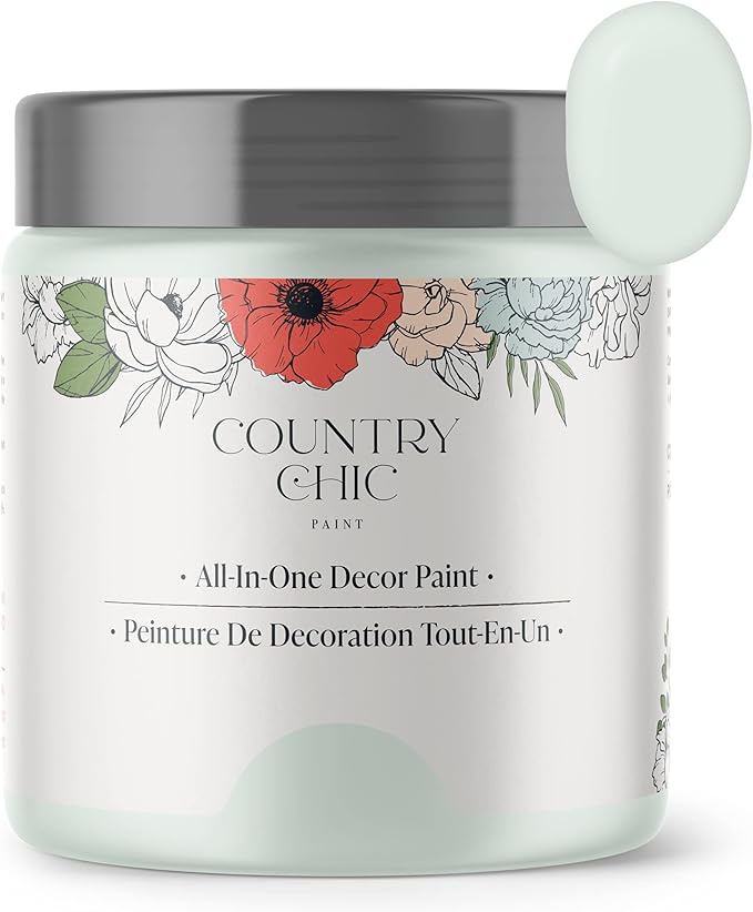 Country Chic All-in-One Chalk Paint for Furniture, Cabinets, Home Decor, Eco-Friendly, Matte Finish, Built-In Primer & Top Coat for Wood, Metal - String of Pearls (Light Blue) - Pint 16 oz (475 ml)