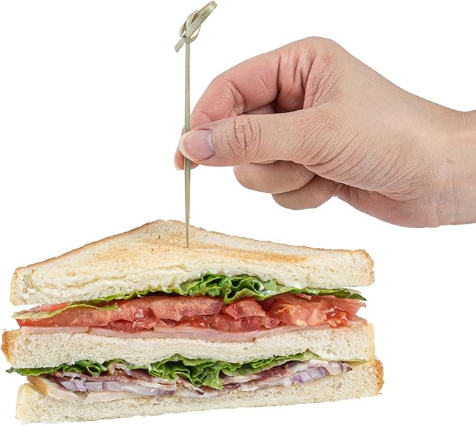 Restaurantware 6 Inch Twisted Bamboo Skewers 1000 Sturdy Disposable Bamboo Food Picks - Sturdy Looped Knot Bamboo Appetizer Picks Sustainable For Serving Appetizers and Cocktail Garnishes