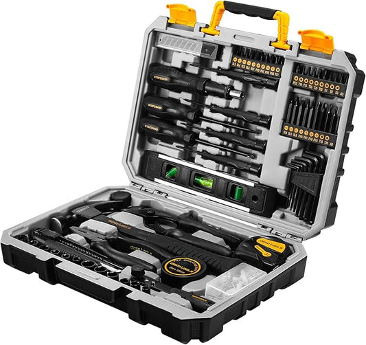 DEKOPRO 150 Piece Tool Set, General Household Hand Tool Kit, Home Repair Tool Kit with Plastic Toolbox Storage Case for DIY Project, Home Maintenance