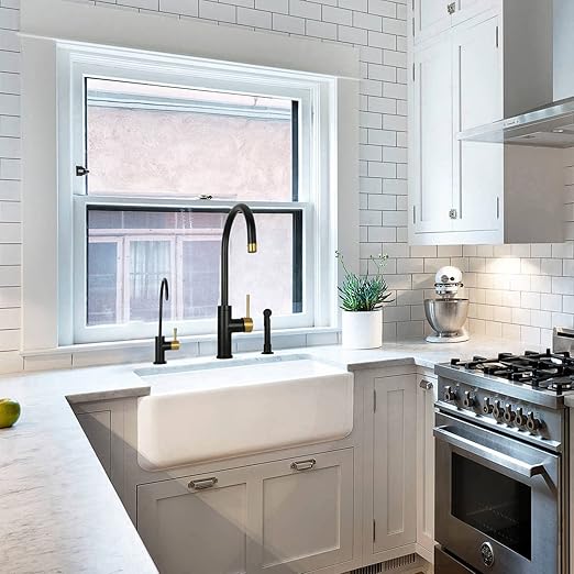 Kitchen Water Filter Faucet Fits Most Reverse Osmosis Units or Water Filtration System in Non-Air Gap, Only for Cold Water (Matte Black and Brass Gold)