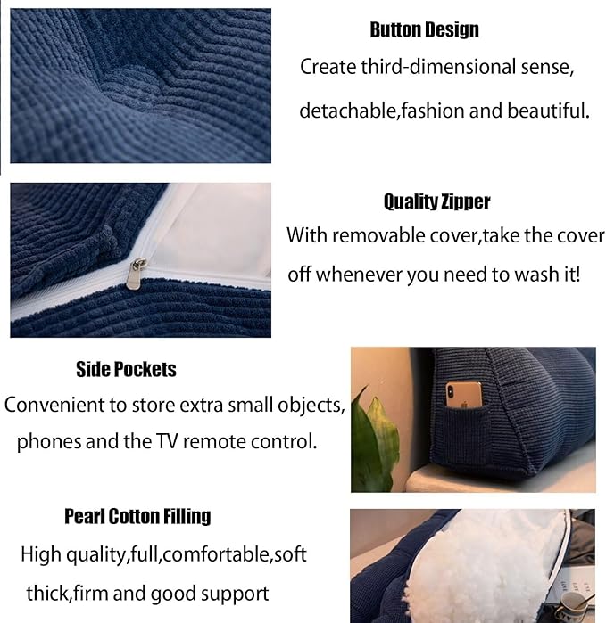 Headboard Pillow Wedge Pillow Gap Headboard Pillows Twin Daybed Pillows Backrest Pillow with Side Pockets White