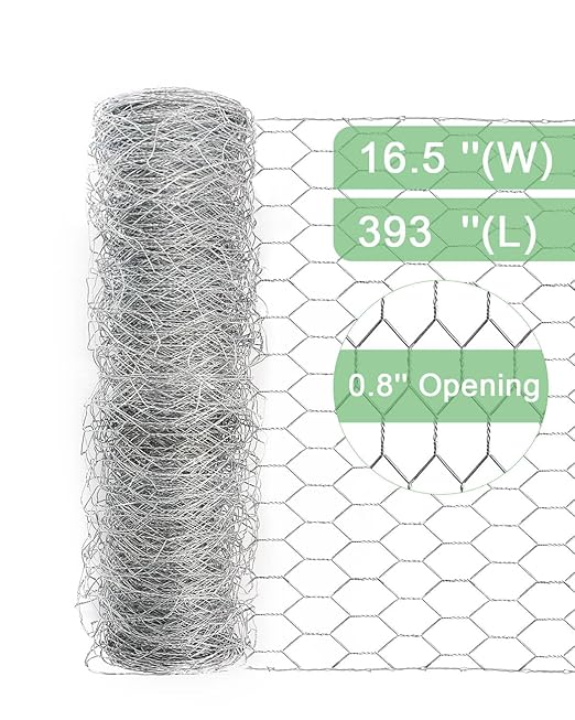 vensovo Galvanized Chicken Wire Mesh - Garden Animal Barrier Fence, 0.8 inch Mesh Fence for Pet,Rabbit,Poultry(13.7"×590")