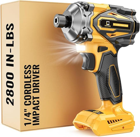 Cordless Impact Driver for DeWalt 20V Max Battery, 2800 In-lbs Brushless 1/4" hex chuck Impact Driver, impact drill with 5-Speed Lightweight Power Impact Drivers, LED Light (no battery)