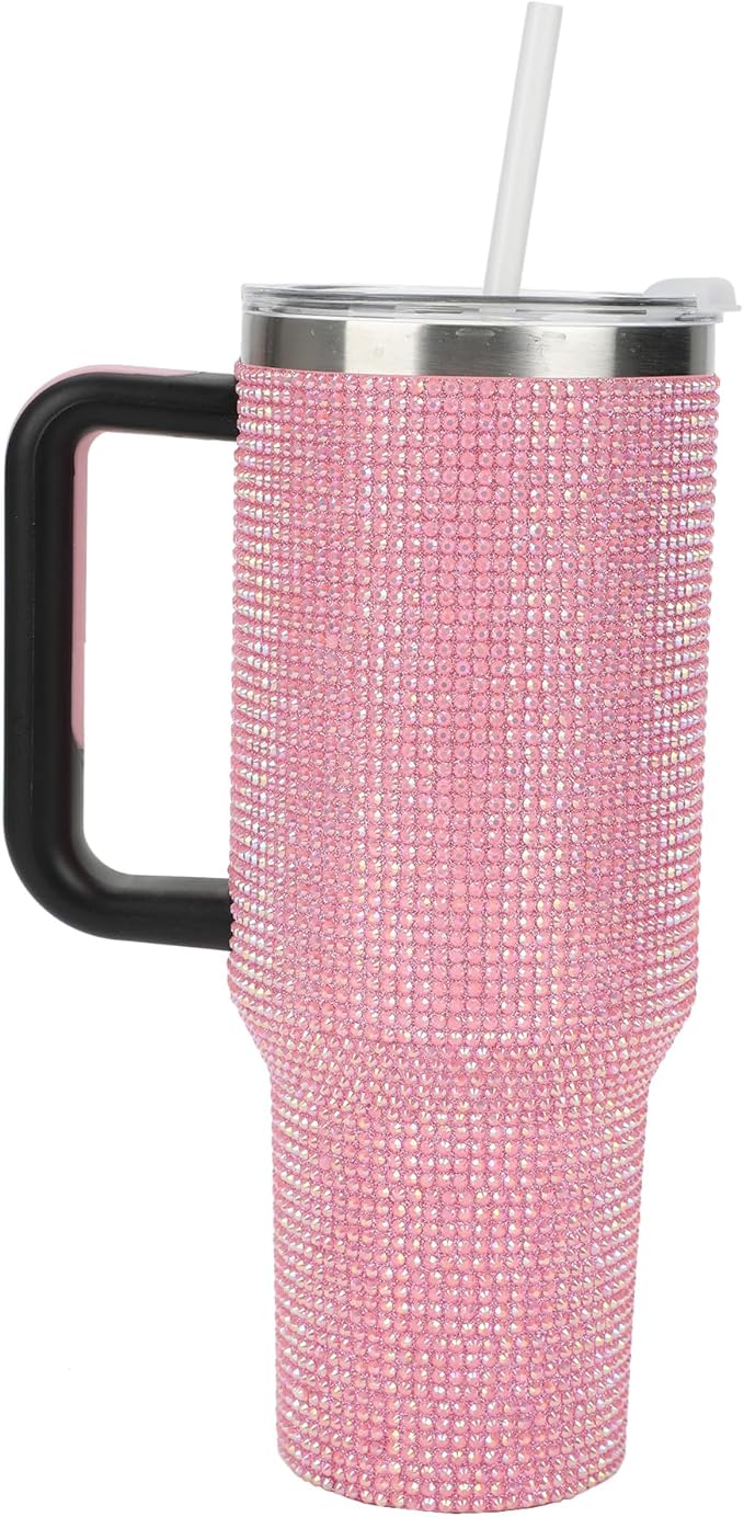 Bioworld Pink Rhinestone 40 Oz. Stainless Steel Tumbler