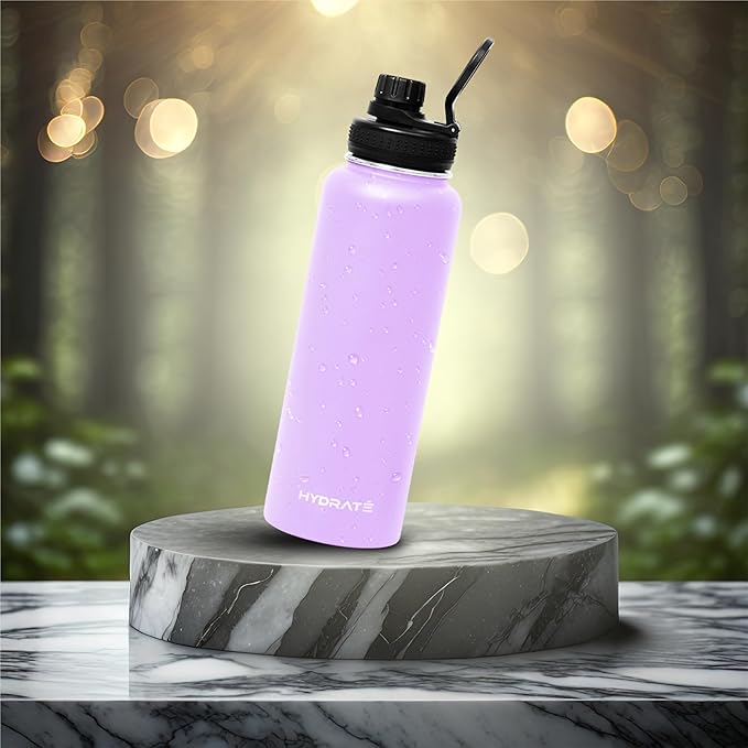 HYDRATE Insulated Stainless Steel Water Bottle - Large Reusable Flask with Leak-Proof Design and Convenient Handle - Double Vacuum Insulation for School, Work, or Adventure
