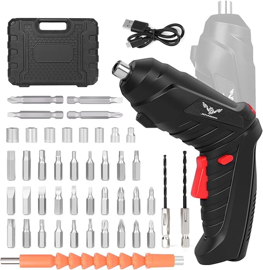 Electric Screwdriver Cordless Rechargeable Small Power Drill Set 3.6V Li-ion 3.5Nm Max Torque Electric Rotatable Drill Screwdriver for Home Office DIY Tools (Black)