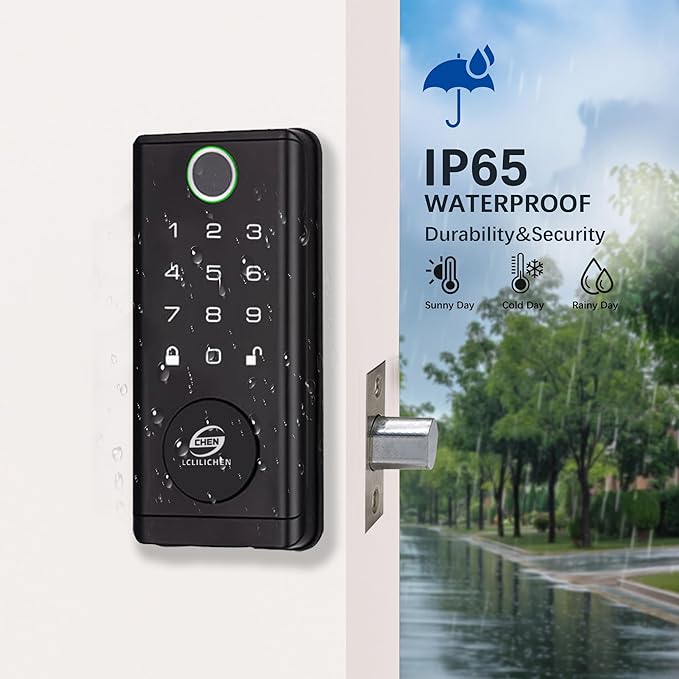 Smart Lock for Front Door, Keyless Entry Deadbolt with Fingerprint, Keypad, App Control, 5-in-1 Waterproof Door Lock for Home, Office, Airbnb
