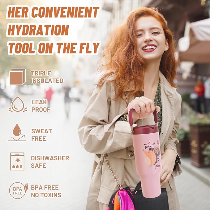 Gifts for Mom, Mothers Day Gifts for Mom from Son or Daughter - Birthday Gifts, Christmas Gifts, Mother's Day Gifts - 40 oz Tumbler with Lid and Straw (Hedgehog)